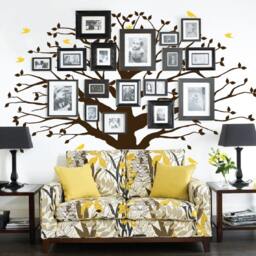 Large Wall Nursery Family Tree Decal Photo Branches Falling Leaves & Birds Sticker Removable #1233 - Choose Colors Size - thumbnail 2