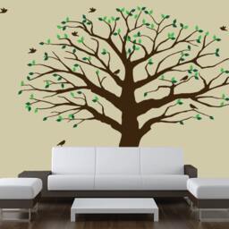 Large Wall Nursery Family Tree Decal Photo Branches Falling Leaves & Birds Sticker Removable #1233 - Choose Colors Size - thumbnail 3