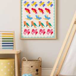 Bye Birdies Rainbow Wall Art Colourful Bird Illustration For Kids' Room - Digital Download - thumbnail 3