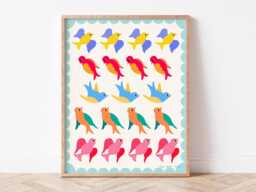 Bye Birdies Rainbow Wall Art Colourful Bird Illustration For Kids' Room - Digital Download - thumbnail 1
