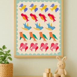 Bye Birdies Rainbow Wall Art Colourful Bird Illustration For Kids' Room - Digital Download - thumbnail 4