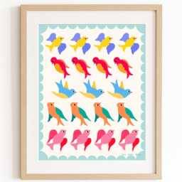 Bye Birdies Rainbow Wall Art Colourful Bird Illustration For Kids' Room - Digital Download - thumbnail 2