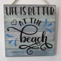 Life Is Better At The Beach Wood Sign - Hand-Painted Coastal Decor Lover Gift - thumbnail 2