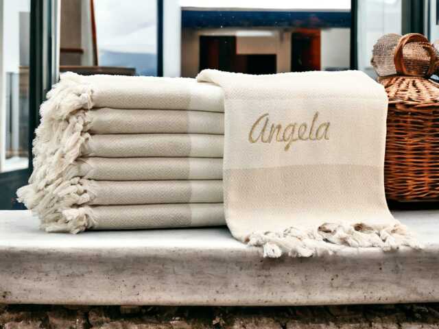 Personalized Turkish Cotton Beach Towel Custom Monogrammed Gift - image 1
