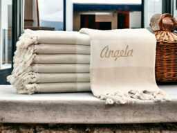 Personalized Turkish Cotton Beach Towel Custom Monogrammed Gift - thumbnail 1