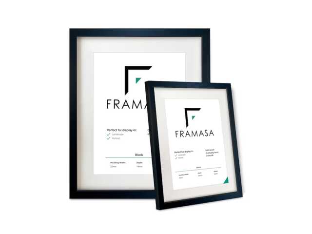 Solid Wood Photo Frame - Matte Black Finish, With Mount - image 1