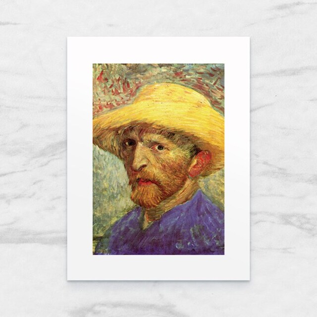 Photo Art Print With Passe-Partout Van Gogh Self-Portrait Straw Hat 18x24 cm - image 1