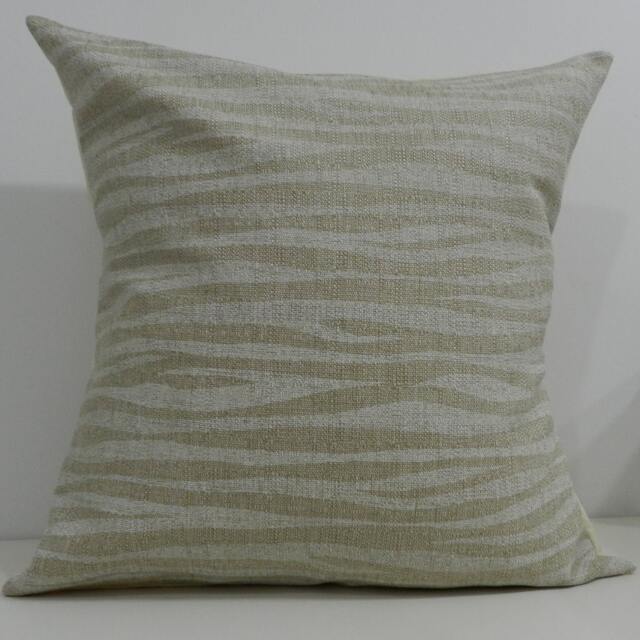 New 18x18 Inch Designer Handmade Pillow Cases. White & Taupe Wave Pattern