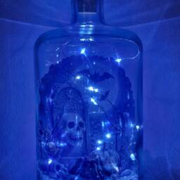 Spooky Halloween Bottle Lamp, Skull Vinyl Decor - thumbnail 3