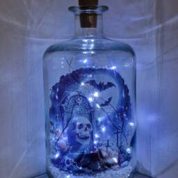 Spooky Halloween Bottle Lamp, Skull Vinyl Decor - thumbnail 4