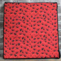 Red Poppy Square Chair Pads, Bistro Kitchen Seat Cushions, Set Of 4 - thumbnail 2
