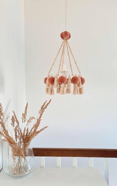 Bohemian Tassels Chandelier Girl Nursery Beaded Ceiling Lamp - image 1
