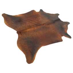 Large Genuine Cowhide Rug, Red Brown Black, Hair On Hide, Sold As Seen - thumbnail 3