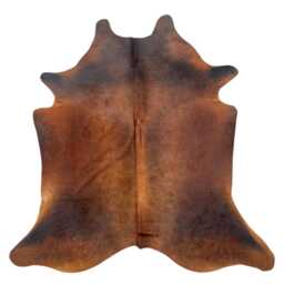 Large Genuine Cowhide Rug, Red Brown Black, Hair On Hide, Sold As Seen - thumbnail 1