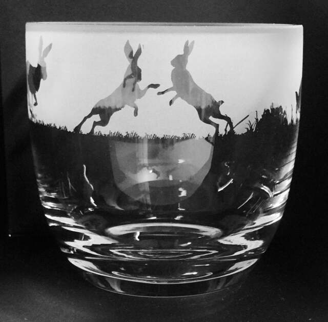 Hare Candle Holder - Crystal Glass Candleholder With Hares Frieze Design - Perfect For Ball Or Church Pillar Candle - image 1