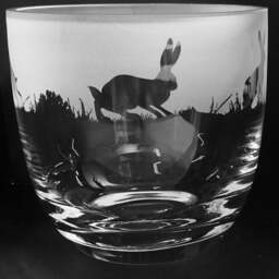 Hare Candle Holder - Crystal Glass Candleholder With Hares Frieze Design - Perfect For Ball Or Church Pillar Candle - thumbnail 2