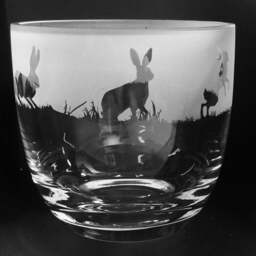 Hare Candle Holder - Crystal Glass Candleholder With Hares Frieze Design - Perfect For Ball Or Church Pillar Candle - thumbnail 3