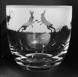 Hare Candle Holder - Crystal Glass Candleholder With Hares Frieze Design - Perfect For Ball Or Church Pillar Candle - thumbnail 1