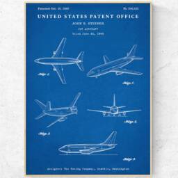 Jet Aircraft 1966 Patent Print. Aviation Inventions Plane Blueprint Wall Art. Pilot Gift, Airplane Poster, Ready To Hang Canvas - thumbnail 3