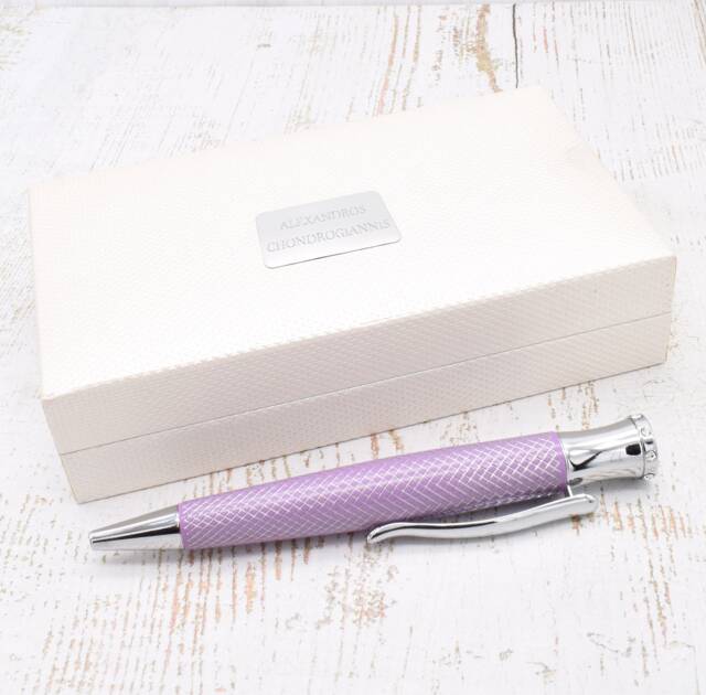 Elegant Diamond Cut Luxury Lilac Pen Set With Personalised Engraved Box - image 1
