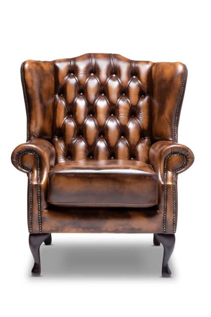 Chesterfield High Back Wing Chair in Autumn Tan Leather - image 1