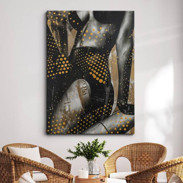 Dancing Lady Gold Dripping Painting Framed Poster Print Or Canvas Wall Decor Art Bedroom Home Interior Gift For Pet Lover - image 1