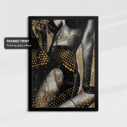 Dancing Lady Gold Dripping Painting Framed Poster Print Or Canvas Wall Decor Art Bedroom Home Interior Gift For Pet Lover - thumbnail 2