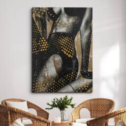 Dancing Lady Gold Dripping Painting Framed Poster Print Or Canvas Wall Decor Art Bedroom Home Interior Gift For Pet Lover