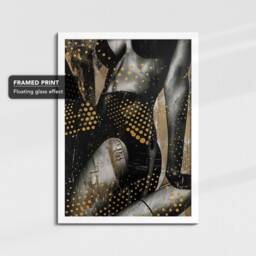 Dancing Lady Gold Dripping Painting Framed Poster Print Or Canvas Wall Decor Art Bedroom Home Interior Gift For Pet Lover - thumbnail 3