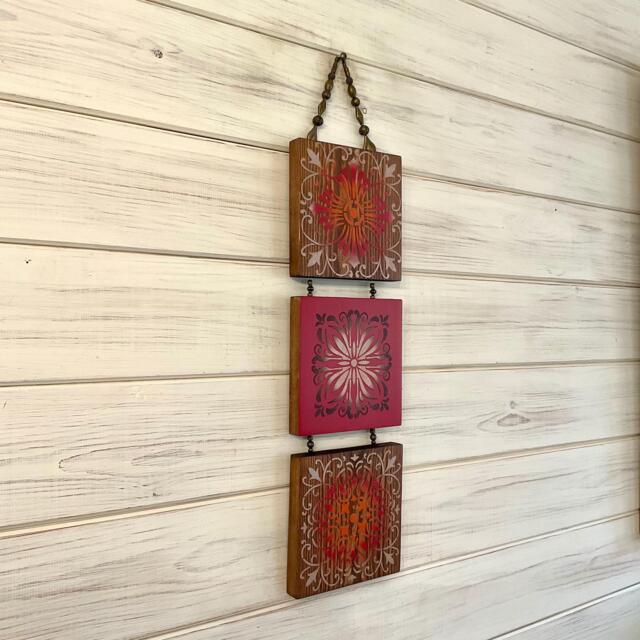 Abstract Flower Wall Hanging in Red, Orange & Bronze - image 1
