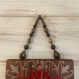 Abstract Flower Wall Hanging in Red, Orange & Bronze - thumbnail 2