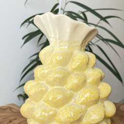 Vase Flower Vase Yellow Ceramic Pineapple Design Table Decoration Flowers Interior Gift Home Decor Homedecor - thumbnail 2