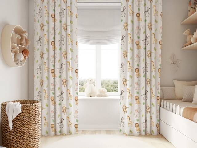 Safari Curtains Drapes Elephant Baby Nursery Curtains Gift New Born - image 1