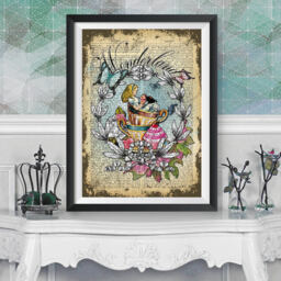 Alice in Wonderland Wall Art, Dictionary Book Artwork Poster, Lewis Carroll Quote, Original Illustration, Nursery Kids Decor