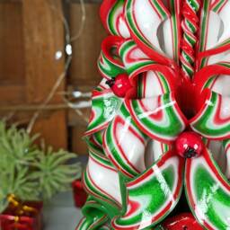 xlarge Colorful & Unique Hand Carved Candle With Santa - Red Christmas Perfect Gift & Decor - thumbnail 4