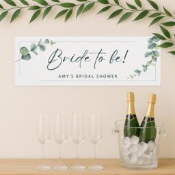Personalised Hen Party Decoration - Bride To Be Eucalyptus Banner - Watercolour Style Elegant Custom Do Or Bridal Shower Decor - thumbnail 1