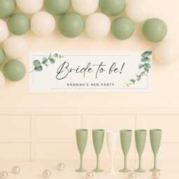 Personalised Hen Party Decoration - Bride To Be Eucalyptus Banner - Watercolour Style Elegant Custom Do Or Bridal Shower Decor - thumbnail 2