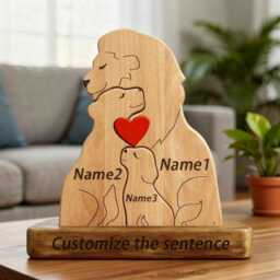 Personalised Wooden Lion Family Puzzle, Decoration, Mothers Day Gift, Unique Of 2-7 Ornament, Gift For Mum/Dad/Wife - thumbnail 3