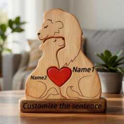 Personalised Wooden Lion Family Puzzle, Decoration, Mothers Day Gift, Unique Of 2-7 Ornament, Gift For Mum/Dad/Wife - thumbnail 2
