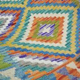 Tribal Kilim Rug, Handmade Artisan Afghan Turkish Scandinavian Navajo Bohemian Flatweave Natural Wool Rug 114x80 cm - thumbnail 3