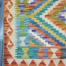 Tribal Kilim Rug, Handmade Artisan Afghan Turkish Scandinavian Navajo Bohemian Flatweave Natural Wool Rug 114x80 cm - thumbnail 4