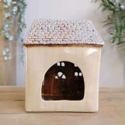 Cream Ceramic Cottage House Tealight Holder - Garden Dormer - thumbnail 3