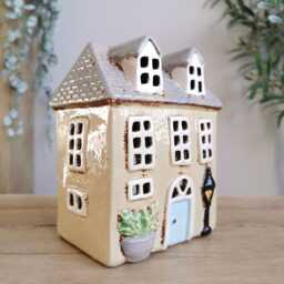 Cream Ceramic Cottage House Tealight Holder - Garden Dormer - thumbnail 2