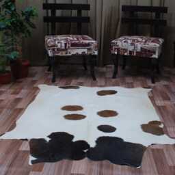 Authentic Large Brown & White Cowhide Rug - Statement Piece For Sophisticated Decor - 56x45 Inches - thumbnail 4