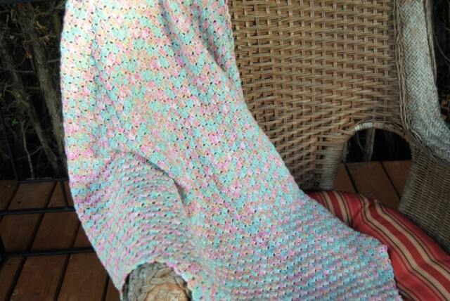 Baby Blanket, Receiving Handmade Crochet in A Mix Of Pink & Blues - image 1