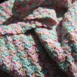 Baby Blanket, Receiving Handmade Crochet in A Mix Of Pink & Blues - thumbnail 2