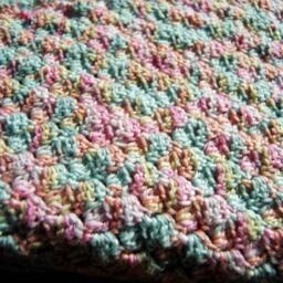 Baby Blanket, Receiving Handmade Crochet in A Mix Of Pink & Blues - thumbnail 4
