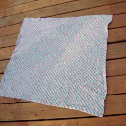 Baby Blanket, Receiving Handmade Crochet in A Mix Of Pink & Blues - thumbnail 3