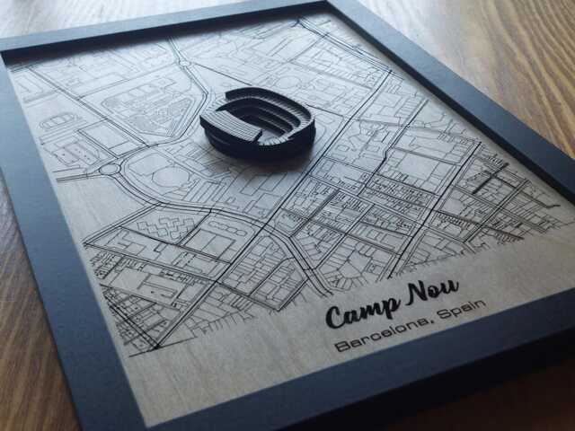 Camp Nou Wall Art Laser Engraved Wood, Fc Barcelona Gift - image 1