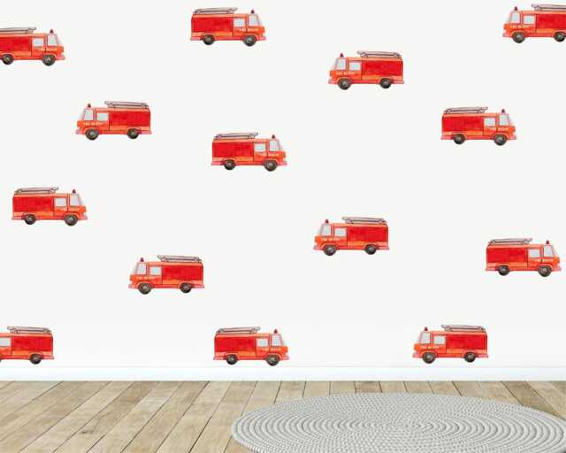 Fire Truck Wall Stickers Kids' Playroom Decor - Set Of 27 - image 1